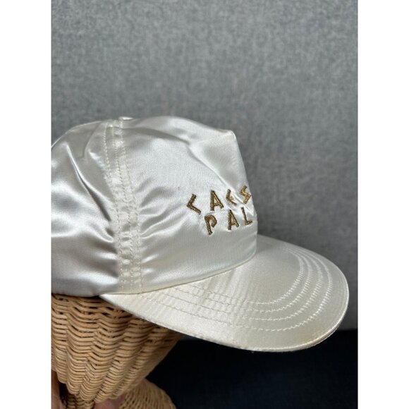 Vintage Ceasars Palace Adult Hat Baseball Cap Adjustable White Gold Satin Silky - Picture 9 of 15